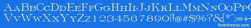 FinchleyRegularDb-Schriftart – Gelbe Schriften auf blauem Hintergrund