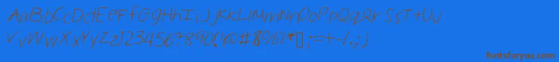Melinahand-Schriftart – Braune Schriften auf blauem Hintergrund