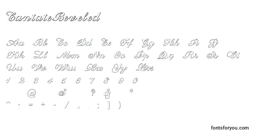 A fonte CantateBeveled – alfabeto, números, caracteres especiais
