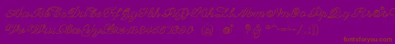 CantateBeveled-Schriftart – Braune Schriften auf violettem Hintergrund