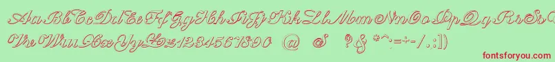 CantateBeveled Font – Red Fonts on Green Background