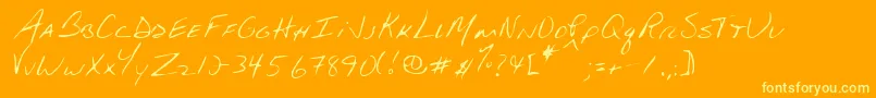 StevoRegular-Schriftart – Gelbe Schriften auf orangefarbenem Hintergrund