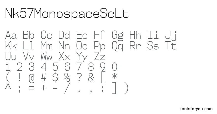 Nk57MonospaceScLt-fontti – aakkoset, numerot, erikoismerkit