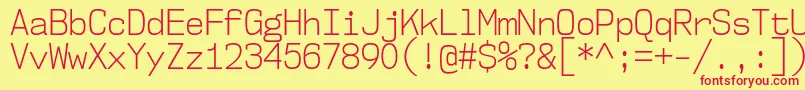 Nk57MonospaceScLt-fontti – punaiset fontit keltaisella taustalla