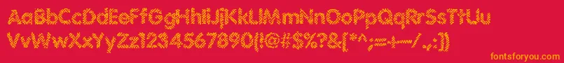 Irritate-Schriftart – Orangefarbene Schriften auf rotem Hintergrund