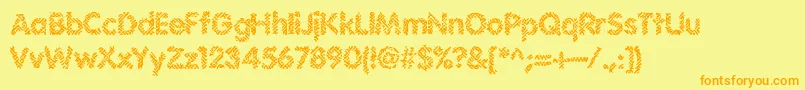 Irritate-Schriftart – Orangefarbene Schriften auf gelbem Hintergrund