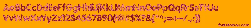 Irritate-Schriftart – Violette Schriften auf orangefarbenem Hintergrund