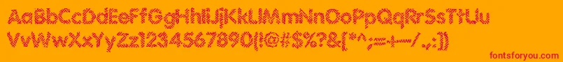 Irritate-Schriftart – Rote Schriften auf orangefarbenem Hintergrund