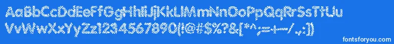 Irritate-Schriftart – Weiße Schriften auf blauem Hintergrund