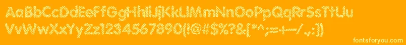 Irritate-Schriftart – Gelbe Schriften auf orangefarbenem Hintergrund