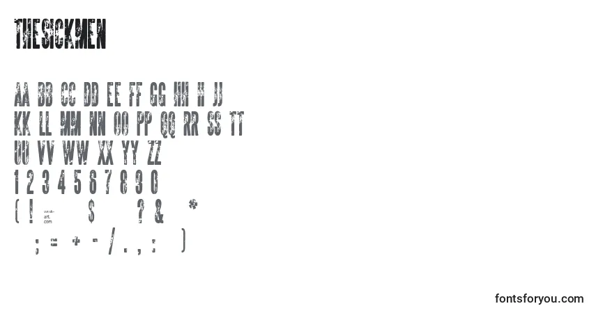 Schriftart TheSickmen – Alphabet, Zahlen, spezielle Symbole