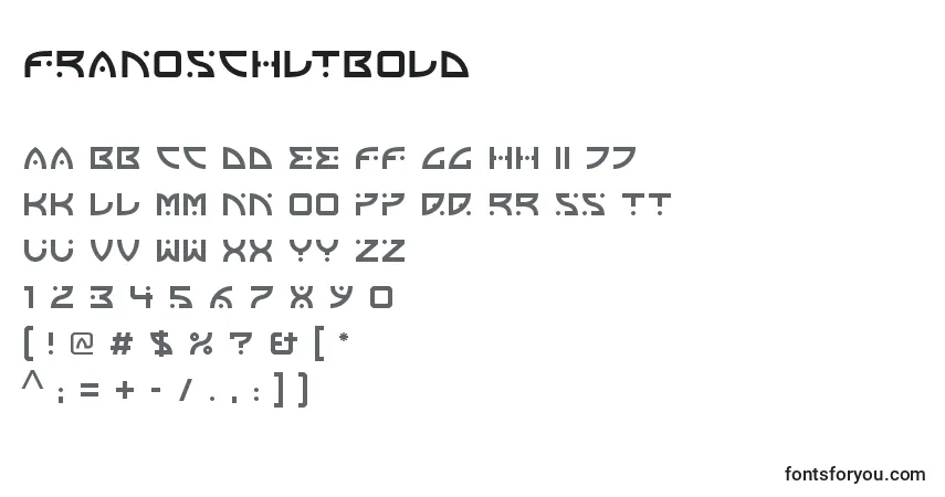 Шрифт FranoschLtBold – алфавит, цифры, специальные символы