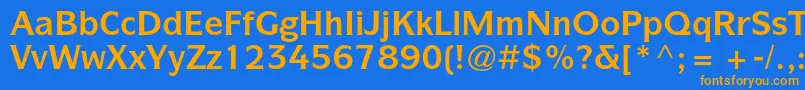 フォントItcsymbolstdBold – オレンジ色の文字が青い背景にあります。