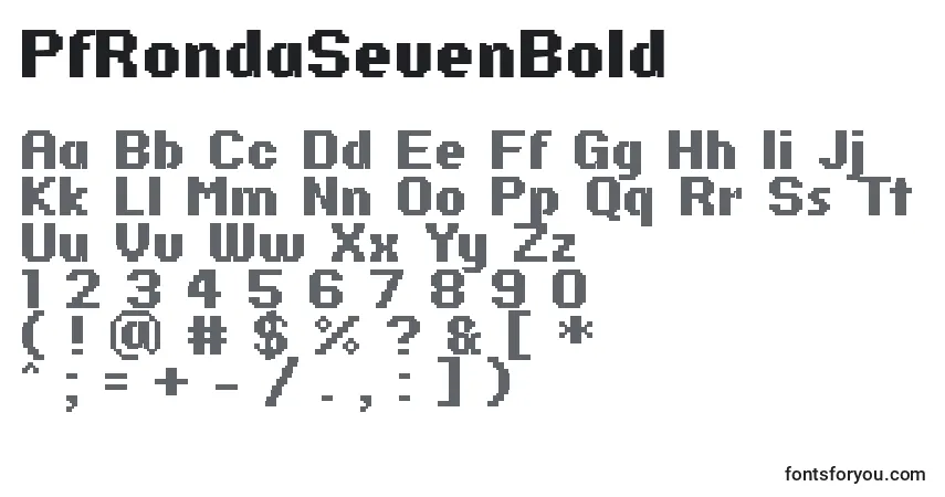 Czcionka PfRondaSevenBold – alfabet, cyfry, specjalne znaki