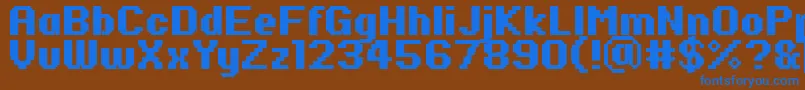 PfRondaSevenBold-Schriftart – Blaue Schriften auf braunem Hintergrund