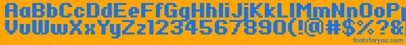 Czcionka PfRondaSevenBold – niebieskie czcionki na pomarańczowym tle