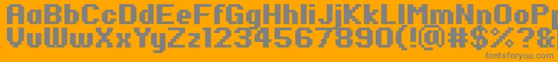 PfRondaSevenBold-Schriftart – Graue Schriften auf orangefarbenem Hintergrund