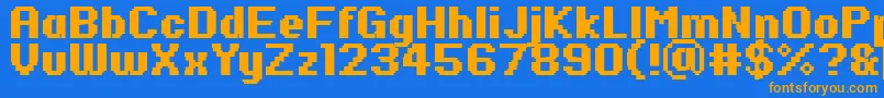 Police PfRondaSevenBold – polices orange sur fond bleu
