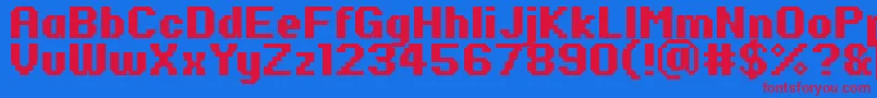 Fonte PfRondaSevenBold – fontes vermelhas em um fundo azul