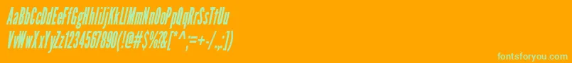 LeaguegothicCondensedItalicWebfont Font – Green Fonts on Orange Background