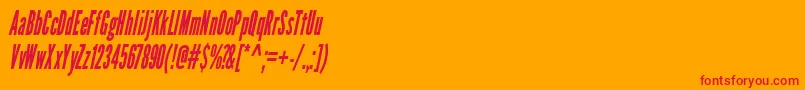 LeaguegothicCondensedItalicWebfont Font – Red Fonts on Orange Background