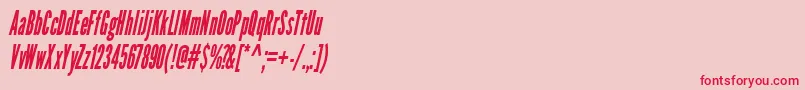 Fonte LeaguegothicCondensedItalicWebfont – fontes vermelhas em um fundo rosa