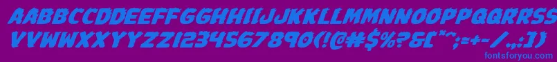 Johnnytorchexpandital Font – Blue Fonts on Purple Background