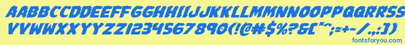 Johnnytorchexpandital Font – Blue Fonts on Yellow Background