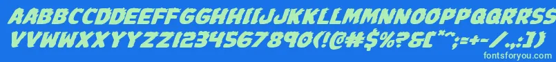 Johnnytorchexpandital Font – Green Fonts on Blue Background