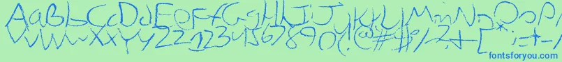 Chicken Font – Blue Fonts on Green Background