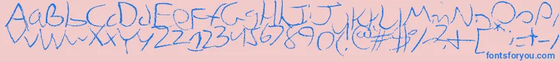 Chicken Font – Blue Fonts on Pink Background