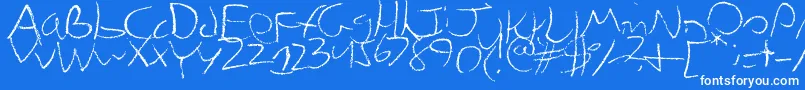 Chicken-Schriftart – Weiße Schriften auf blauem Hintergrund