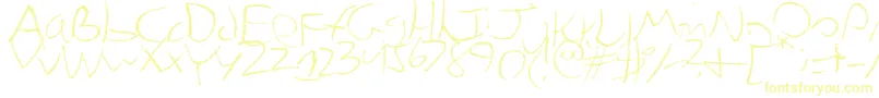 Chicken-Schriftart – Gelbe Schriften auf weißem Hintergrund