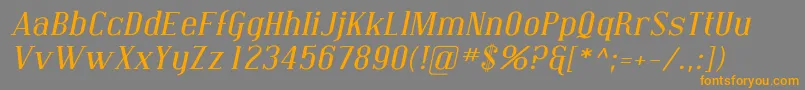 CovingtonExpItalic-Schriftart – Orangefarbene Schriften auf grauem Hintergrund
