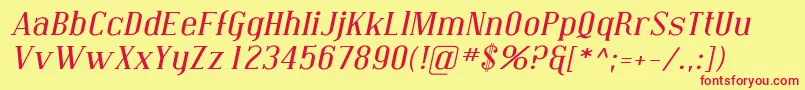 CovingtonExpItalic Font – Red Fonts on Yellow Background
