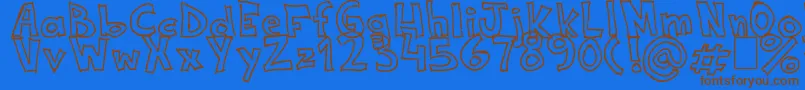 NeneWenoWidthHandwrite Font – Brown Fonts on Blue Background