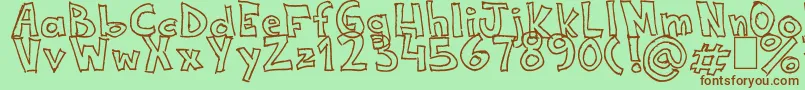 NeneWenoWidthHandwrite Font – Brown Fonts on Green Background