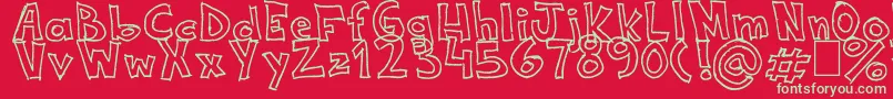 NeneWenoWidthHandwrite-Schriftart – Grüne Schriften auf rotem Hintergrund