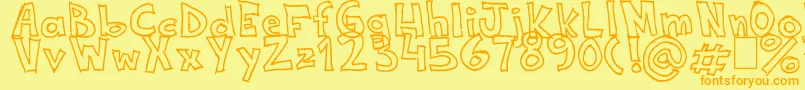NeneWenoWidthHandwrite Font – Orange Fonts on Yellow Background