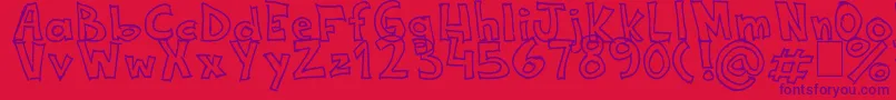 NeneWenoWidthHandwrite Font – Purple Fonts on Red Background