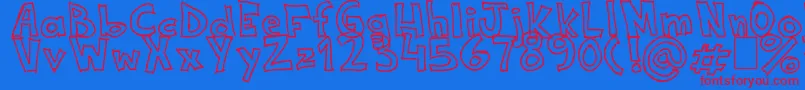 NeneWenoWidthHandwrite Font – Red Fonts on Blue Background