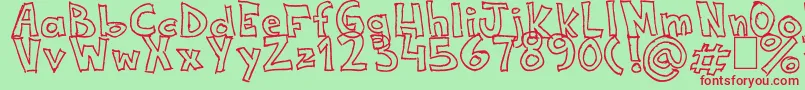 NeneWenoWidthHandwrite Font – Red Fonts on Green Background