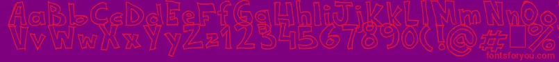 NeneWenoWidthHandwrite Font – Red Fonts on Purple Background