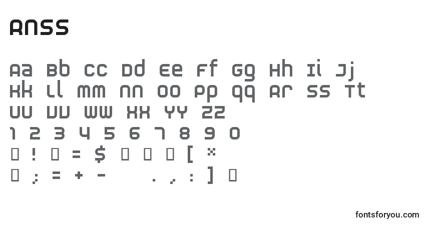 Schriftart RnsS – Alphabet, Zahlen, spezielle Symbole