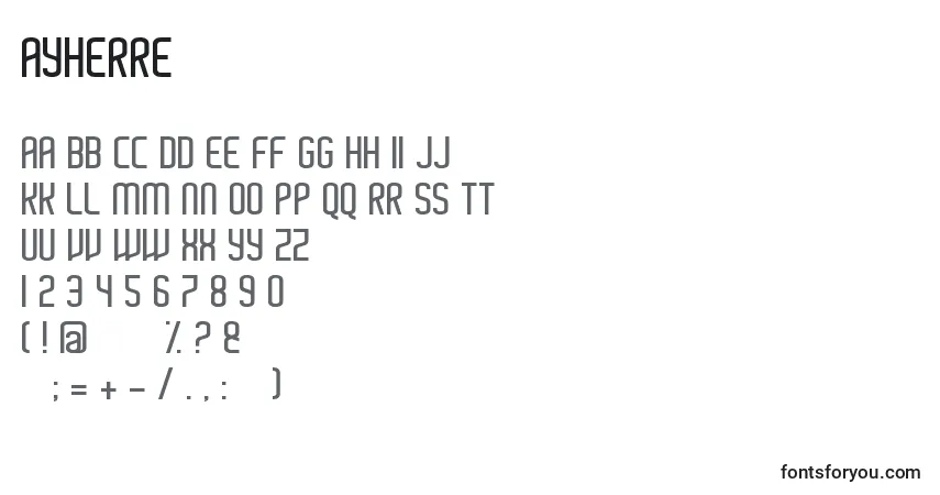 A fonte Ayherre – alfabeto, números, caracteres especiais