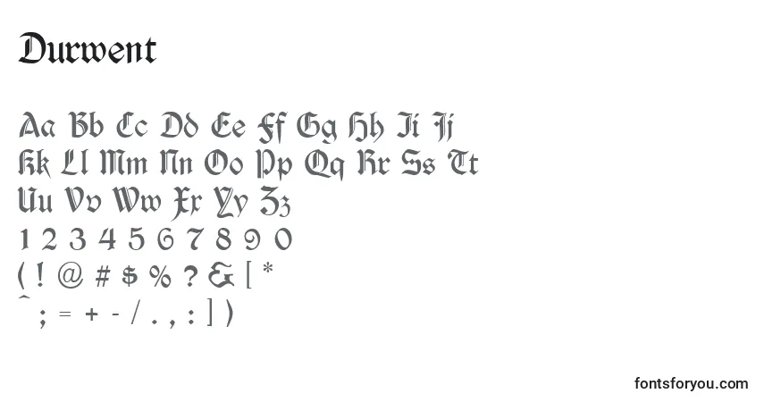 A fonte Durwent – alfabeto, números, caracteres especiais
