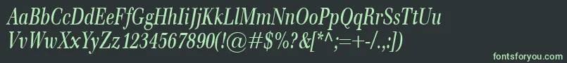 EmonaCondItalic-fontti – vihreät fontit mustalla taustalla