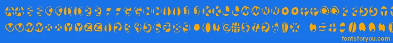 フォントMasdasilnegativec – オレンジ色の文字が青い背景にあります。
