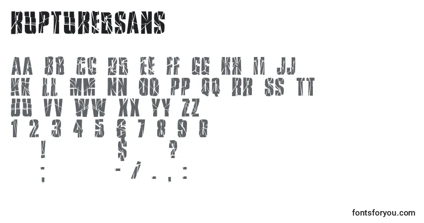 A fonte Rupturedsans – alfabeto, números, caracteres especiais