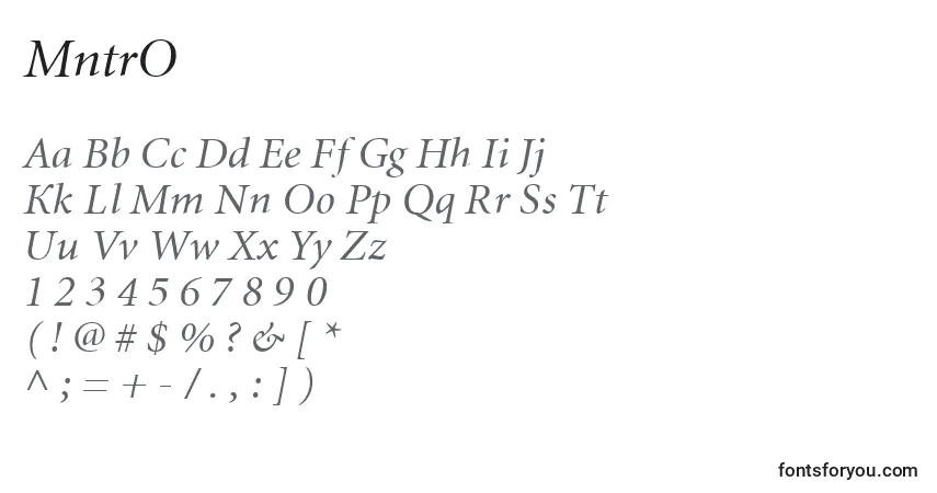 Schriftart MntrO – Alphabet, Zahlen, spezielle Symbole